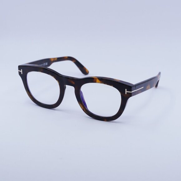 Tom Ford FT5873-B 052 Eyeglasses Havana 49mm Square Frame, Blue Light Block Lens - Picture 1 of 9